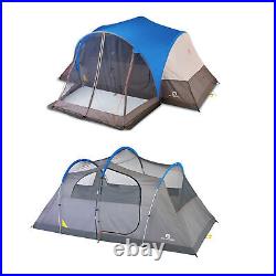 Outbound 8 Person 3 Season Easy Up Camping Dome Tent with Rainfly & Porch, Blue