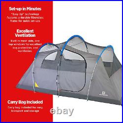 Outbound 8 Person 3 Season Easy Up Camping Dome Tent with Rainfly & Porch, Blue