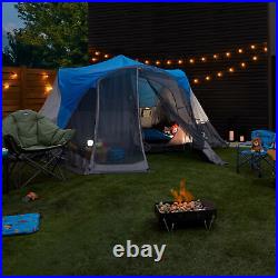 Outbound 8 Person 3 Season Easy Up Camping Dome Tent with Rainfly & Porch, Blue