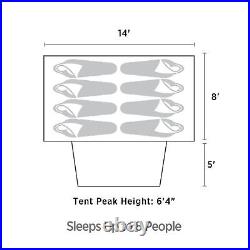 Outbound 8 Person 3 Season Easy Up Camping Dome Tent with Rainfly & Porch, Blue