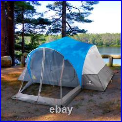 Outbound 8 Person 3 Season Easy Up Camping Dome Tent with Rainfly & Porch, Blue