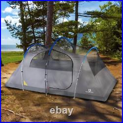 Outbound 8 Person 3 Season Easy Up Camping Dome Tent with Rainfly & Porch, Blue