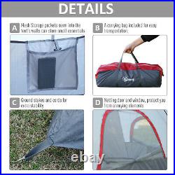 Outdoor 3-Room Camping Tent For 5-6 Fiberglass, Steel Frame With Bag