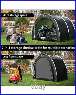 Outdoor Bike Storage Tent, 8×7FT Large Waterproof Portable 2-in-1 Shed with Doors
