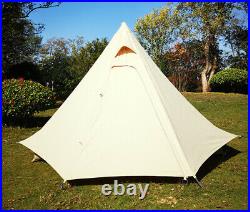 Outdoor Camping Pyramid Tipi Tent Adult TeepeeTent for 2 Person with Sun Shelter