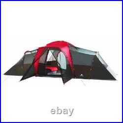 Outdoor Camping Tent Large 10-Person 3-Room Cabin Screen Porch Waterproof Red