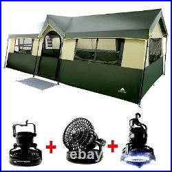 Outdoor Family Camping Tent 12-Person and 2-in-1 Tent LED Camping Ceiling Fan