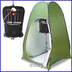 Outdoor Pop Up Toilet Shower Privacy Tent & 5 Gallons Solar Camping Shower Bag