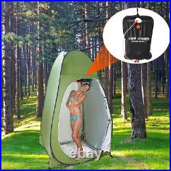 Outdoor Pop Up Toilet Shower Privacy Tent & 5 Gallons Solar Camping Shower Bag