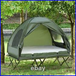 Outsunny 2 Person Foldable Camping Cot with Tent, Bedspread