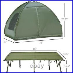 Outsunny 2 Person Foldable Camping Cot with Tent, Bedspread