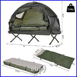 Outsunny Camping Cot Tent with Comfortable Air Mattress Warm Cozy Sleeping Bag