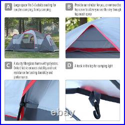 Outsunny Outdoor 3-Room Camping Tent For 5-6 Fiberglass, Steel Frame With Bag