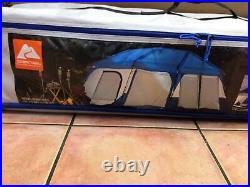 Ozark Trail 10-Person Instant Cabin Tent, LED Lighted Poles, 7 Windows, 168x120x78