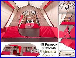 Ozark Trail 15 Person 3 Room Instant Cabin Red Tent Split Plan Base Camp Camping