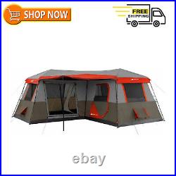 Ozark Trail 16x16 Instant Cabin 3 Room, L-Shaped Camping Tent Sleeps 12 Person