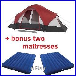 Ozark Trail 8 Person Camping Tent Instant Cabin Family Outdoor Room w 2 Mattress