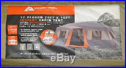 Ozark Trail Deluxe 12-Person 3-Room Instant Easy Pop-up Setup Cabin Tent
