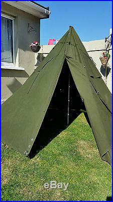Polish army olive military two man teepee style army surplus tent WITH POLES 1-2
