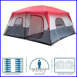 Polyester Cloth Fiberglass Poles Can Accommodate 14 People Camping Tent Red And