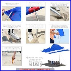 Portable Beach Shade for 5 People, Self-adjusts As The Wind Shifts, Foldable