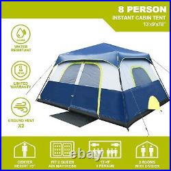 QT 8 Person 60 Seconds Set Up Camping Tent, Waterproof Pop Up Tent with Top Rain