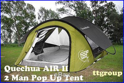 Quechua Waterproof Pop Up Camping Tent 2 Seconds AIR II, 2 Man Double Lining