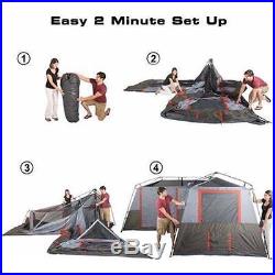 Red & Grey Ozark Trail Deluxe Tent Camping 12 Person Easy Set Up 3 Room Cabin