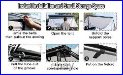 Retractable Car Side Awning Canopy 6.6x6.6ft for Travel Camping Hiking Fishing