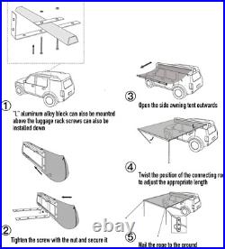 Retractable Car Side Awning Canopy 6.6x6.6ft for Travel Camping Hiking Fishing