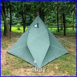 Rhombus Cotton Canopy With Stove Jack, Outdoor Camping Shelter(green)