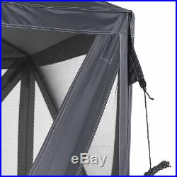 SlumberTrek Flexion Outdoor 6 Sided Gazebo Canopy with Mesh Screen Netting, Gray