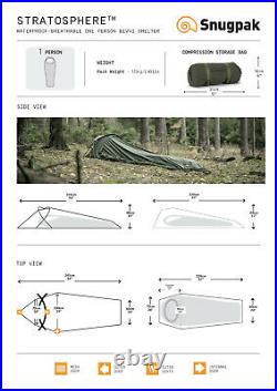 Snugpak Stratosphere Waterproof Bivvi Shelter One Man Tent Olive NEW