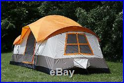 Tahoe Gear Olympia 10 Person Three Season Family Camping Tent Orange/Ivory