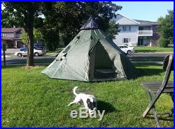 Teepee Tent 6 Person Family Camping Military Hiking Outdoor Survival Green