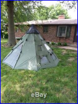 Teepee Tent 6 Person Family Camping Military Hiking Outdoor Survival Green, NEW