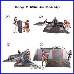 Tent 12 Person 3 Room L Shaped Instant Cabin Tent For Camping Fishing Hunting