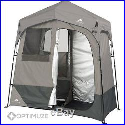 Tent Canopy Solar Heated Shower Changing Awning 2-Room Outdoor Camping Shelter