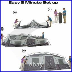 The 20' x 10' x 80 Instant Cabin Tent in Gray and Teal, Sleeps 12