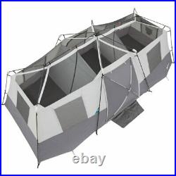 The 20' x 10' x 80 Instant Cabin Tent in Gray and Teal, Sleeps 12