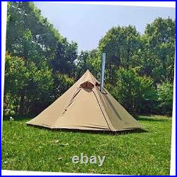 Tipi Hot Tent with Fire Retardant Stove Jack for Flue Pipes, 34 Person, Brown