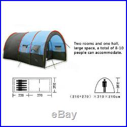 US 8-10 People Big Outdoor Tunnel Tent Waterproof Travel Camping Hiking Shelter