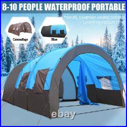 US 8-10 Person Super Big Camping Tent Waterproof Portable Outdoors Hiking Party