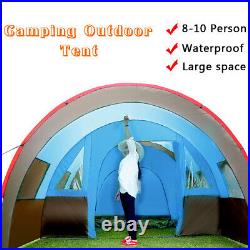 US 8-10 Person Super Big Camping Tent Waterproof Portable Outdoors Hiking Party