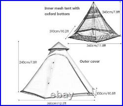 US Ship Portable Waterproof Double Layers Indian Teepee Tent Family Camping Tent