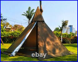 US Ship Waterproof Adult Indian Tipi Tent Camping Pyramid Tent with Stove Hole