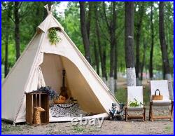 US Shipped Cotton Canvas Camping Pyramid Tent Indian Tipi Tent for 23 Person