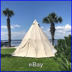 US Shipped Waterproof Canvas Camping Teepee Tent Outdoor Canvas Bell Tipi Tent