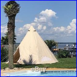 US Shipped Waterproof Canvas Camping Teepee Tent Outdoor Canvas Bell Tipi Tent