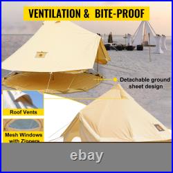 VEVOR Bell Tent 3/4/5/6/7M Waterproof Cotton Canvas Camping 4Season withStove Jack